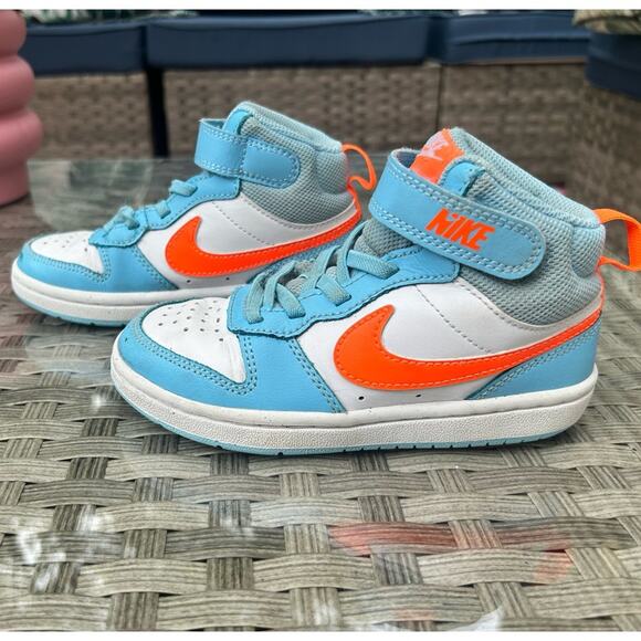 Nike Other - Nike Court Borough Mid 2 Blue Chill Orange White Toddler Size 11C